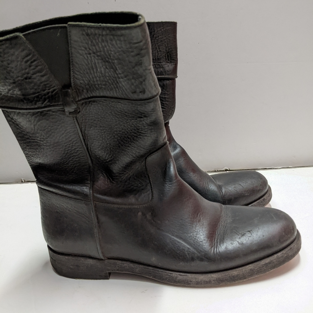 n.d.c Women's Black Distressed Leather Moto Boots Size EU 40 US 8